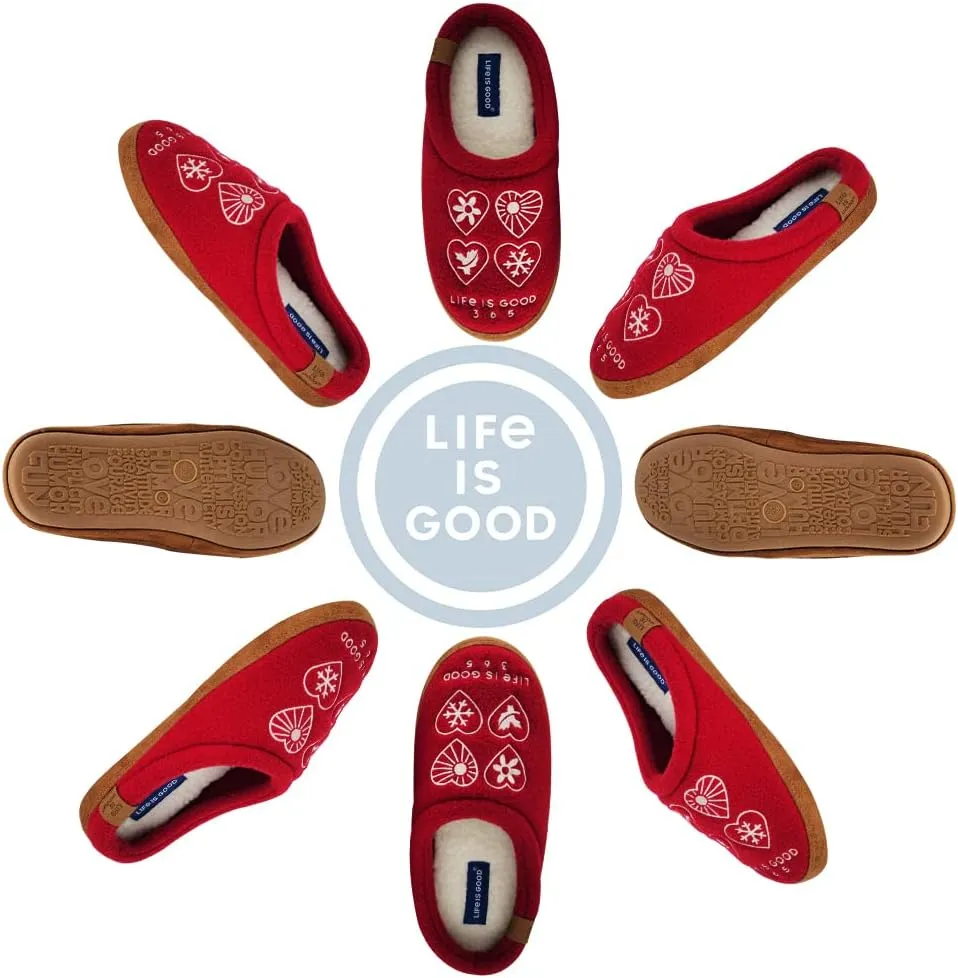 Life is Good Women's Moccasin Slippers, 303593W - Suede & Fleece Open Back Indoor/Outdoor Slip-Ons - Plush & Cozy Slides with Soft Foam & Rubber Soles Stylish & Comfy Available in Different Designs