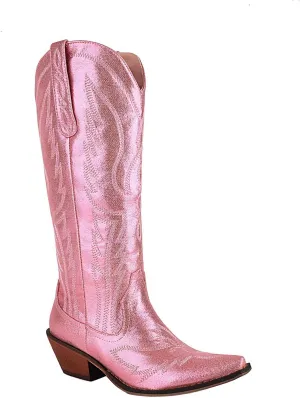 LISYIIZ Women's BS261 Solid Embroidered Closed Toe Pigskin Leather Low Block Mid Calf Boots