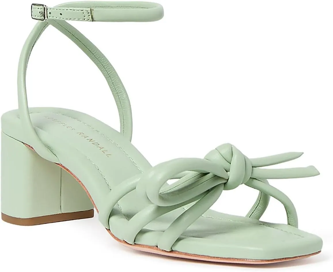 Loeffler Randall Women's Mikel Leather Bow Mid-Heel Sandals