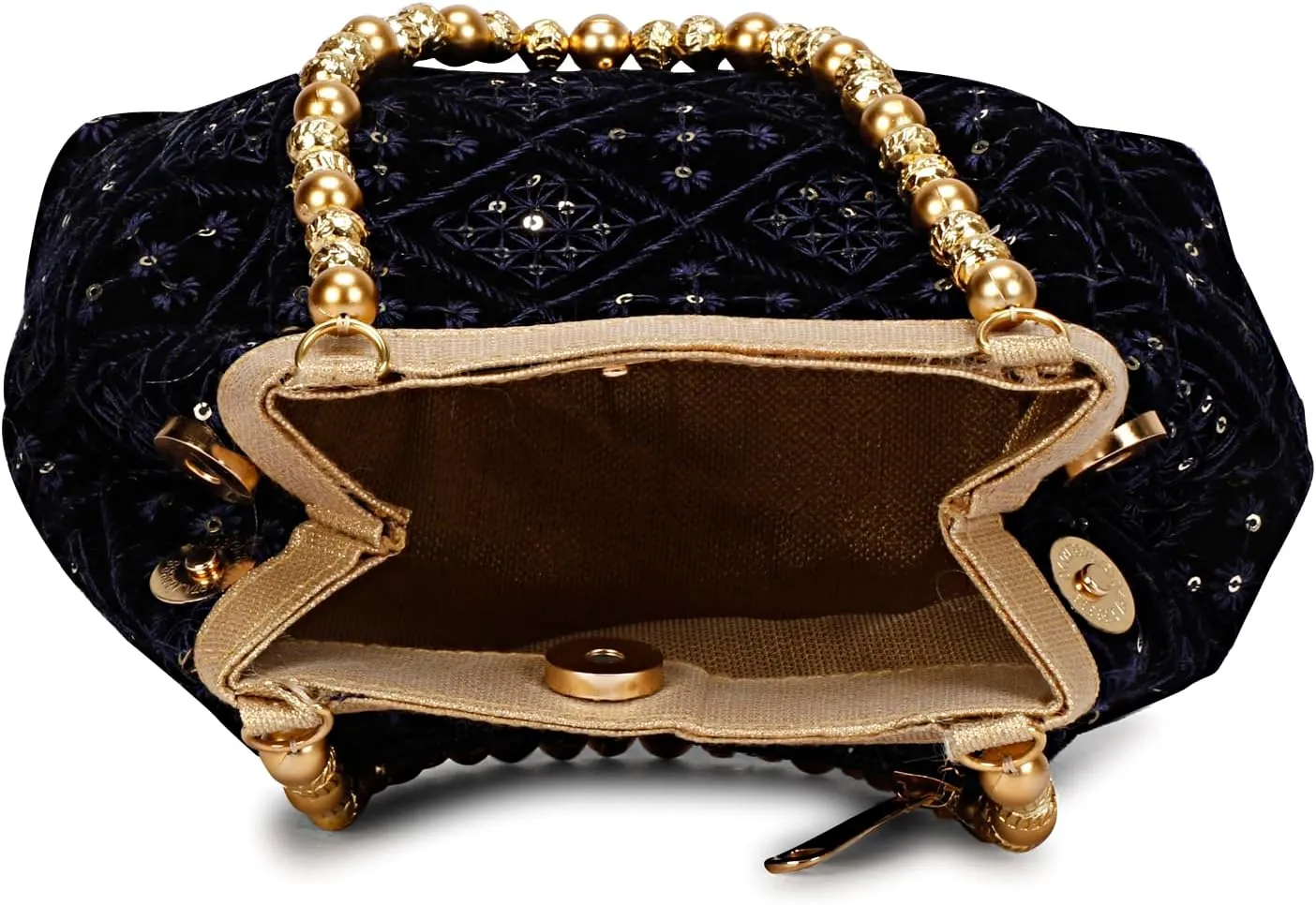 LONGING TO BUY Indian Ethnic Designer Embroidered Silk Potli Bag Batwa Pearls Handle Purse