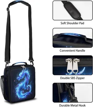 Lunch Box for Kids Boys Girls Water Dragon Kids Lunch Bag Insulated Lunch Bag Tote with Adjustable Shoulder Strap Teens Lunchbox Cooler School Picnic