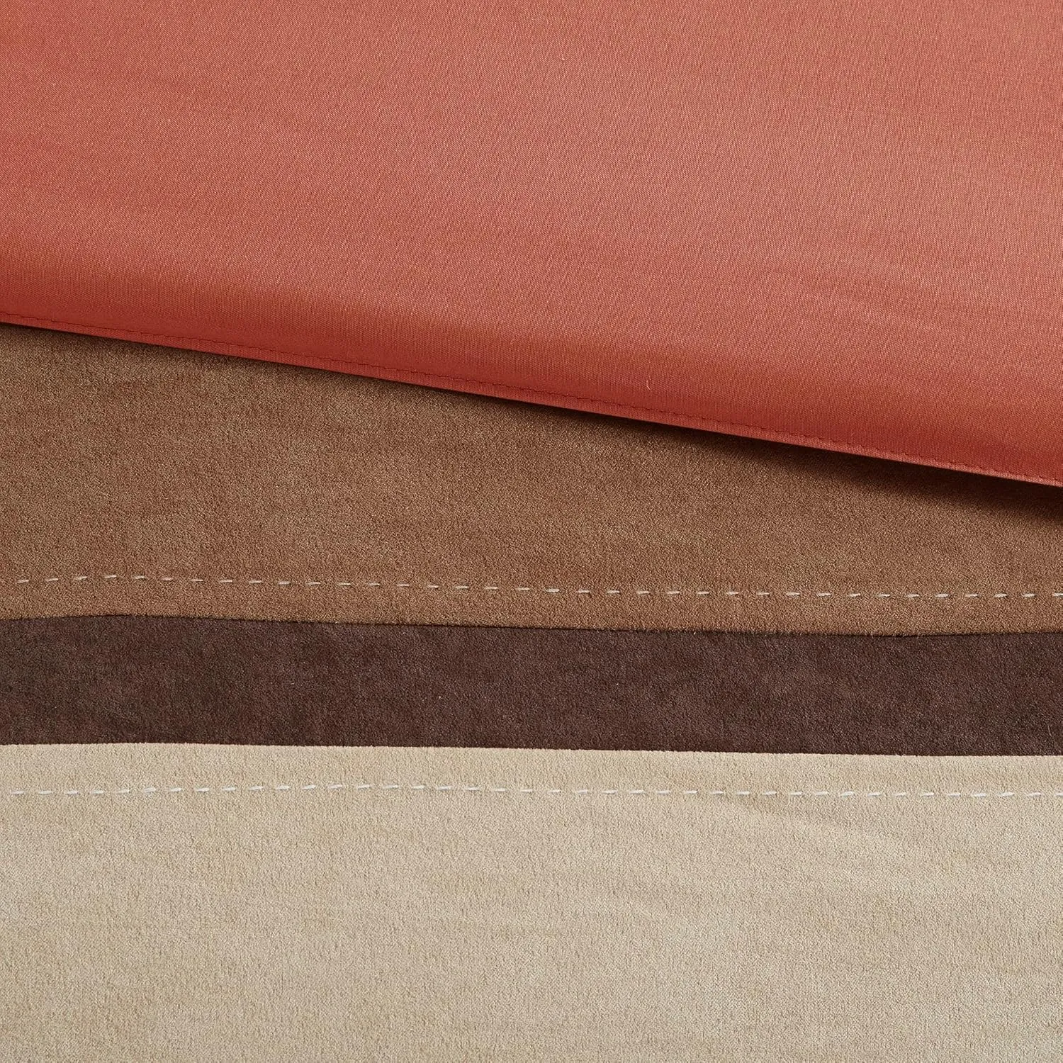 Madison Park Palisades Comforter Set Modern Faux Suede Pieced Stripe Design, All Season Down Alternative Cozy Bedding with Matching Shams, Decorative Pillows, King(104"x92"), Coral 7 Piece