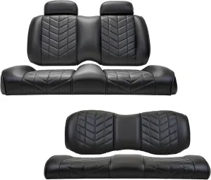 MADJAX Aviator Golf Cart Cushion Kit Compatible with EZGO TXT XSeries Models | Front & Rear Premium Seat Back & Bottom Assemblies | Black