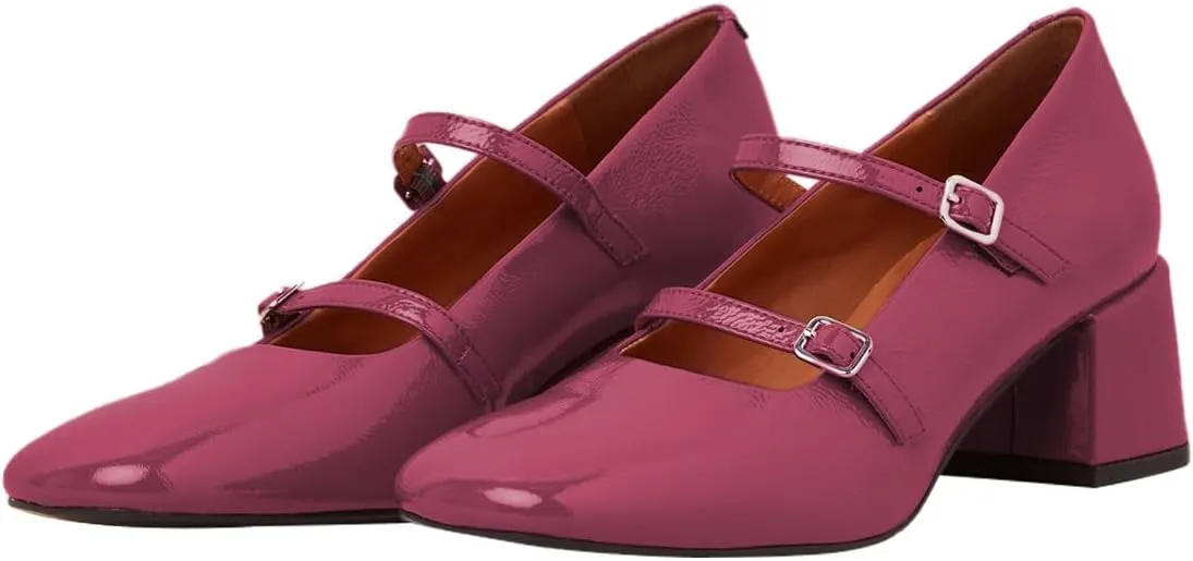 Maiyang Women Chic Two Straps Buckled Mary Jane Pumps Round Toe Chunky Mid Heel Party Event Dress Daily Shoes Size 4-16 US