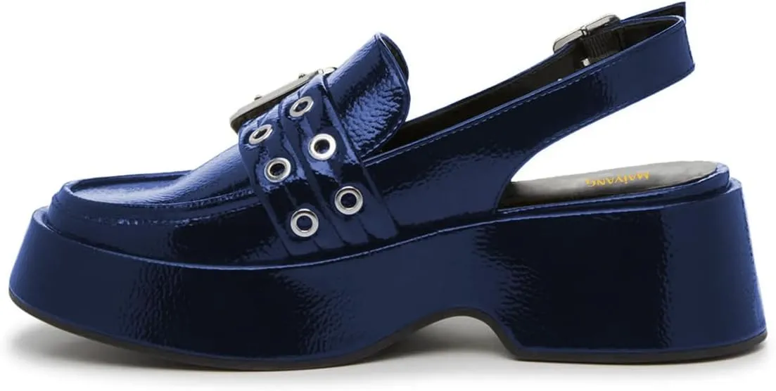 Maiyang Women Closed Round Toe Slingback Buckled Pumps Platform Wedge Mid Heel Slip on Sandals Summer Casual Dress Shoes Size 4-16 US