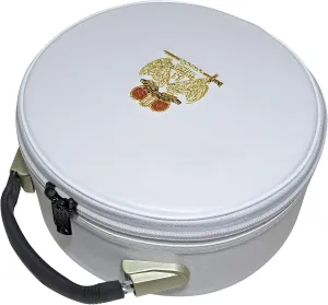 Masonic Scottish Rite 33 Degree Double Eagles Crown Cap Case – White Leather Hat Box