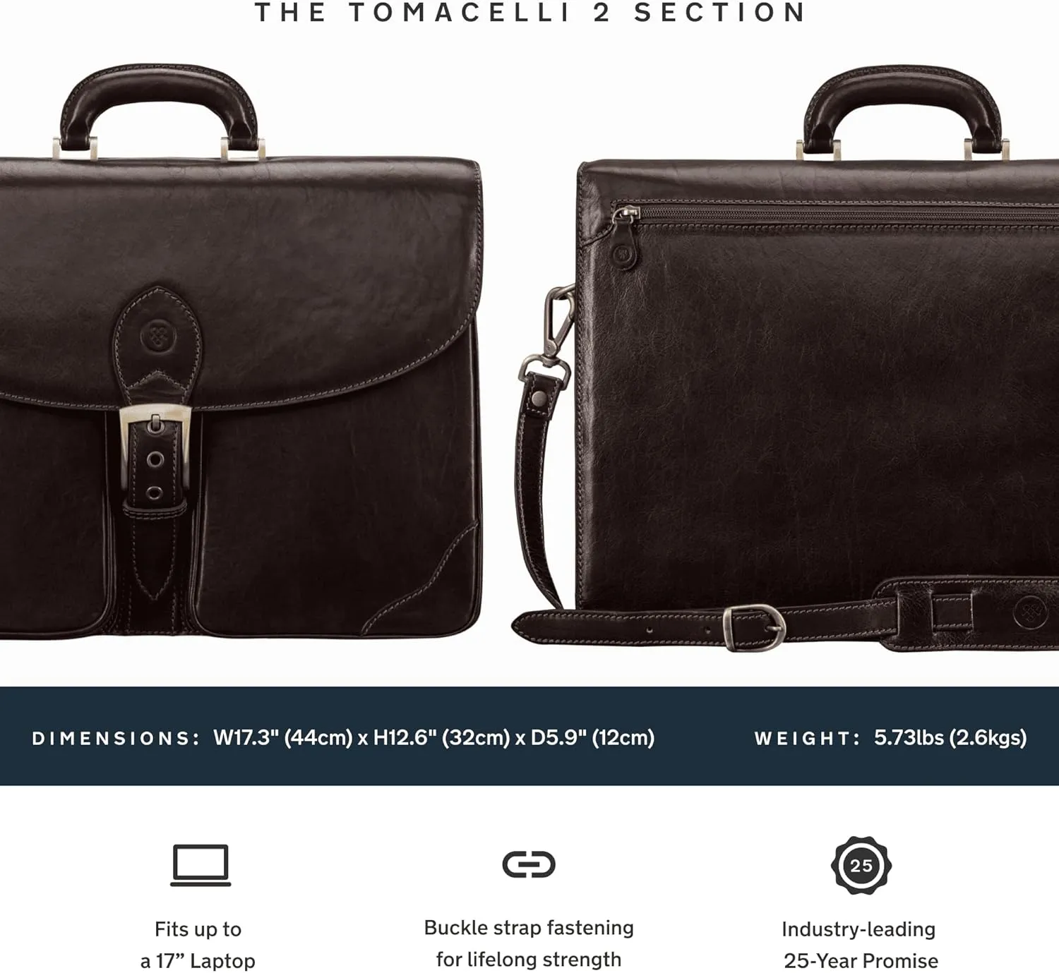 Maxwell Scott - Mens Luxury Leather Large Briefcase - 2 Sections for Files/Laptop - Handmade in Italy - The Tomacelli2