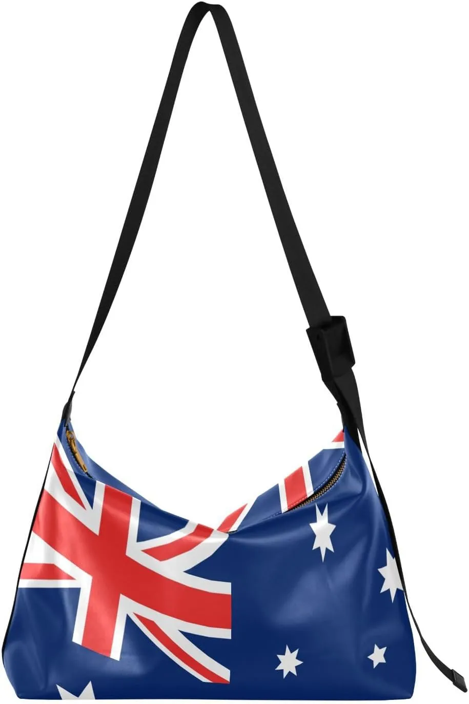 MCHIVER Flag Hobo Shoulder Bag for Women Men PU Leather Crossbody Bag Slouchy Tote Handbags for Working Shopping Traveling