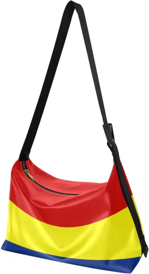 MCHIVER Flag Hobo Shoulder Bag for Women Men PU Leather Crossbody Bag Slouchy Tote Handbags for Working Shopping Traveling