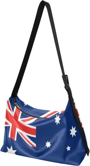MCHIVER Flag Hobo Shoulder Bag for Women Men PU Leather Crossbody Bag Slouchy Tote Handbags for Working Shopping Traveling