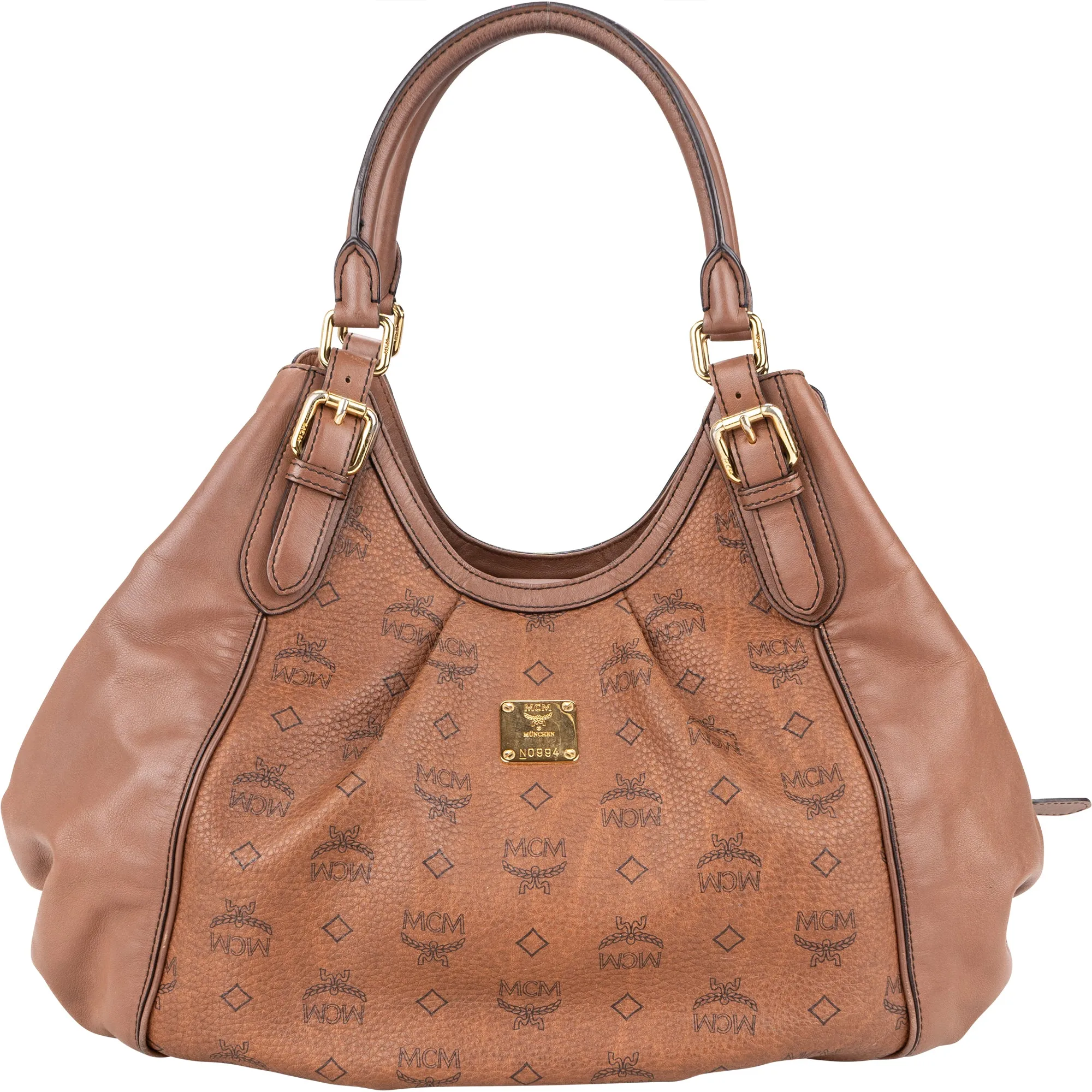 MCM Brown Visetos Monogram Hobo Bag