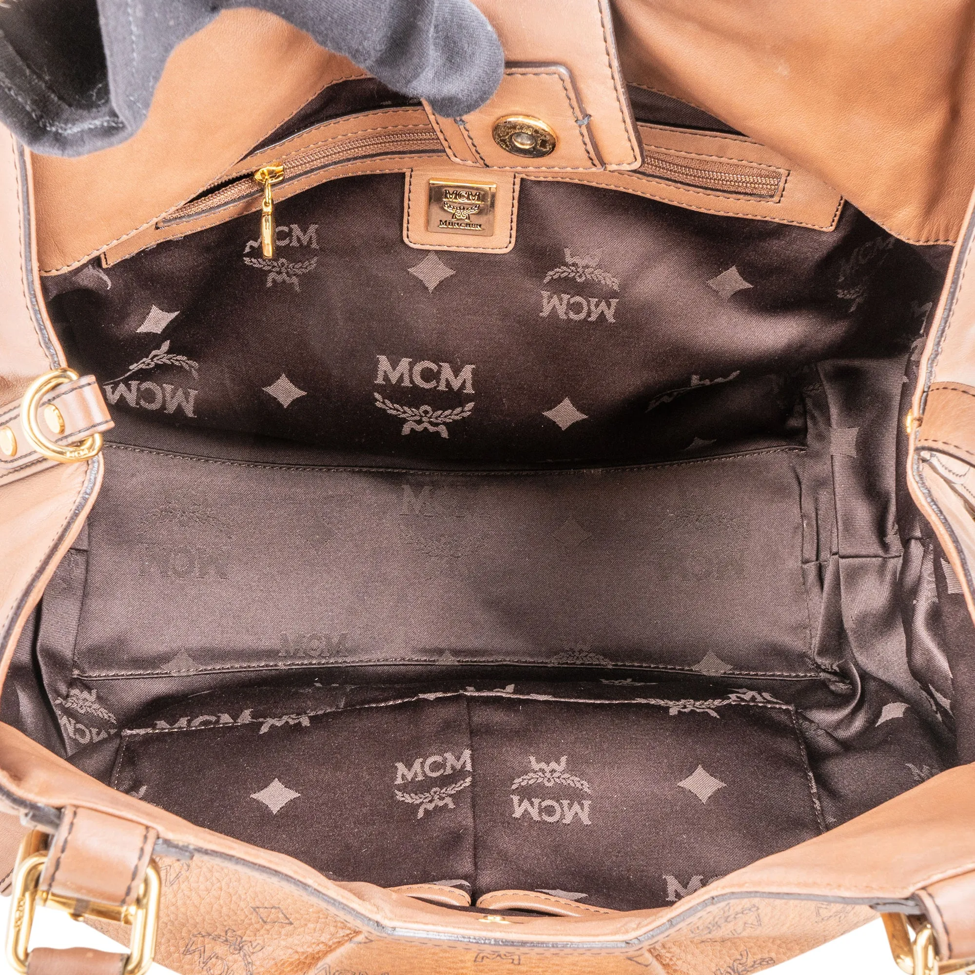 MCM Brown Visetos Monogram Hobo Bag