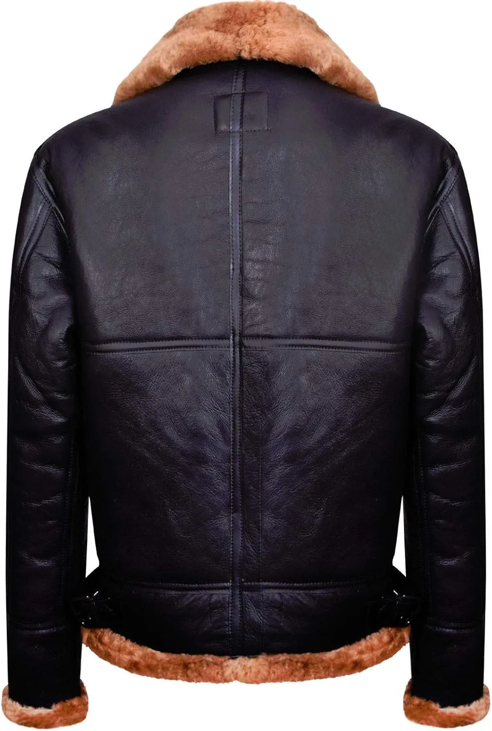 Men's Aviator Ginger Brown B3 Real Shearling Sheepskin Leather Bomber Flying Jacket