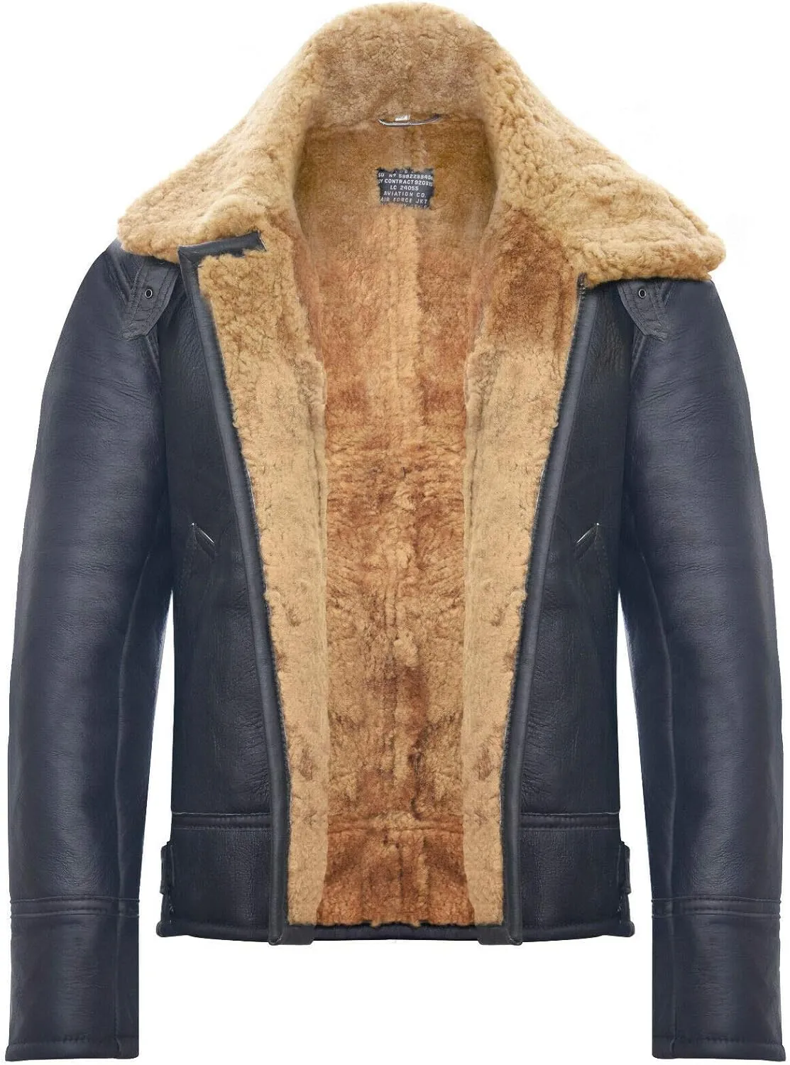 Men's B3 'Air Force' Real Shearling Sheepskin Aviator Pilot Flying Jacket