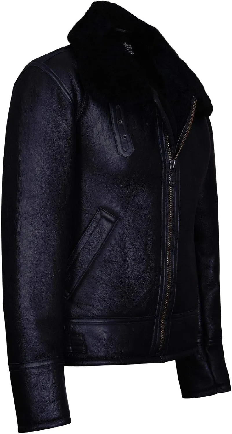 Men's B3 'Air Force' Real Shearling Sheepskin Aviator Pilot Flying Jacket