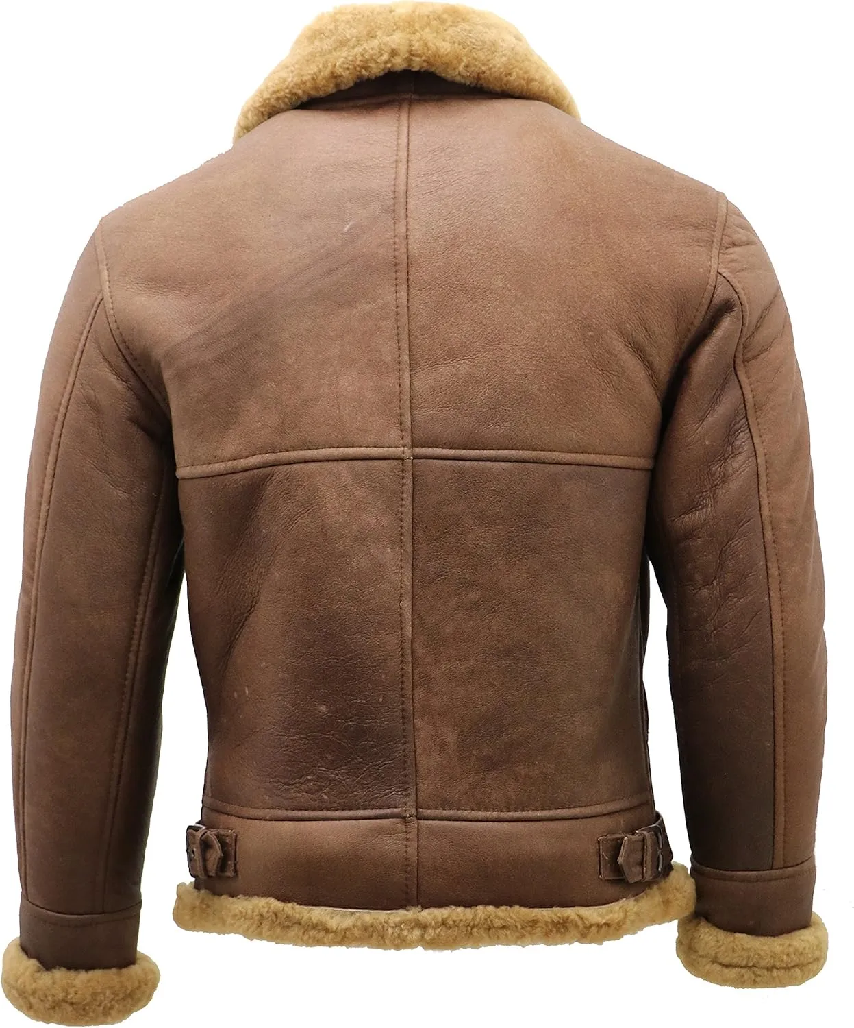 Men's Brown B3 Shearling Sheepskin WW 2 Bomber Leather Flying Aviator Jacket