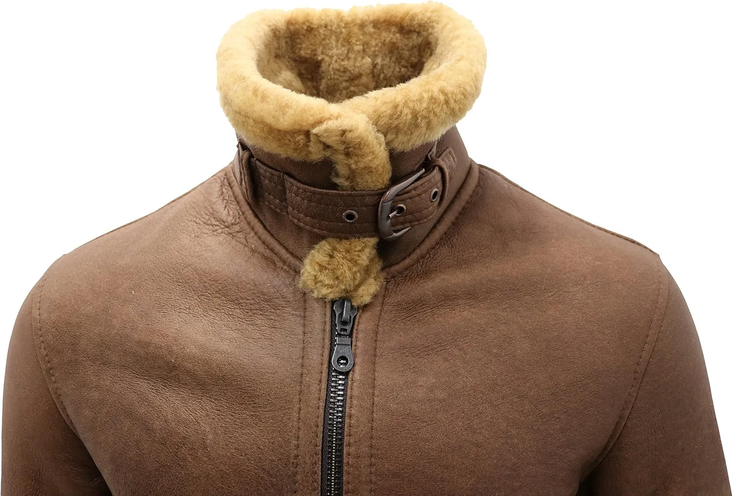 Men's Brown B3 Shearling Sheepskin WW 2 Bomber Leather Flying Aviator Jacket
