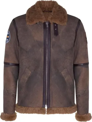 Men's Brown B3 Shearling Sheepskin WW2 Bomber Leather Aviator Jacket