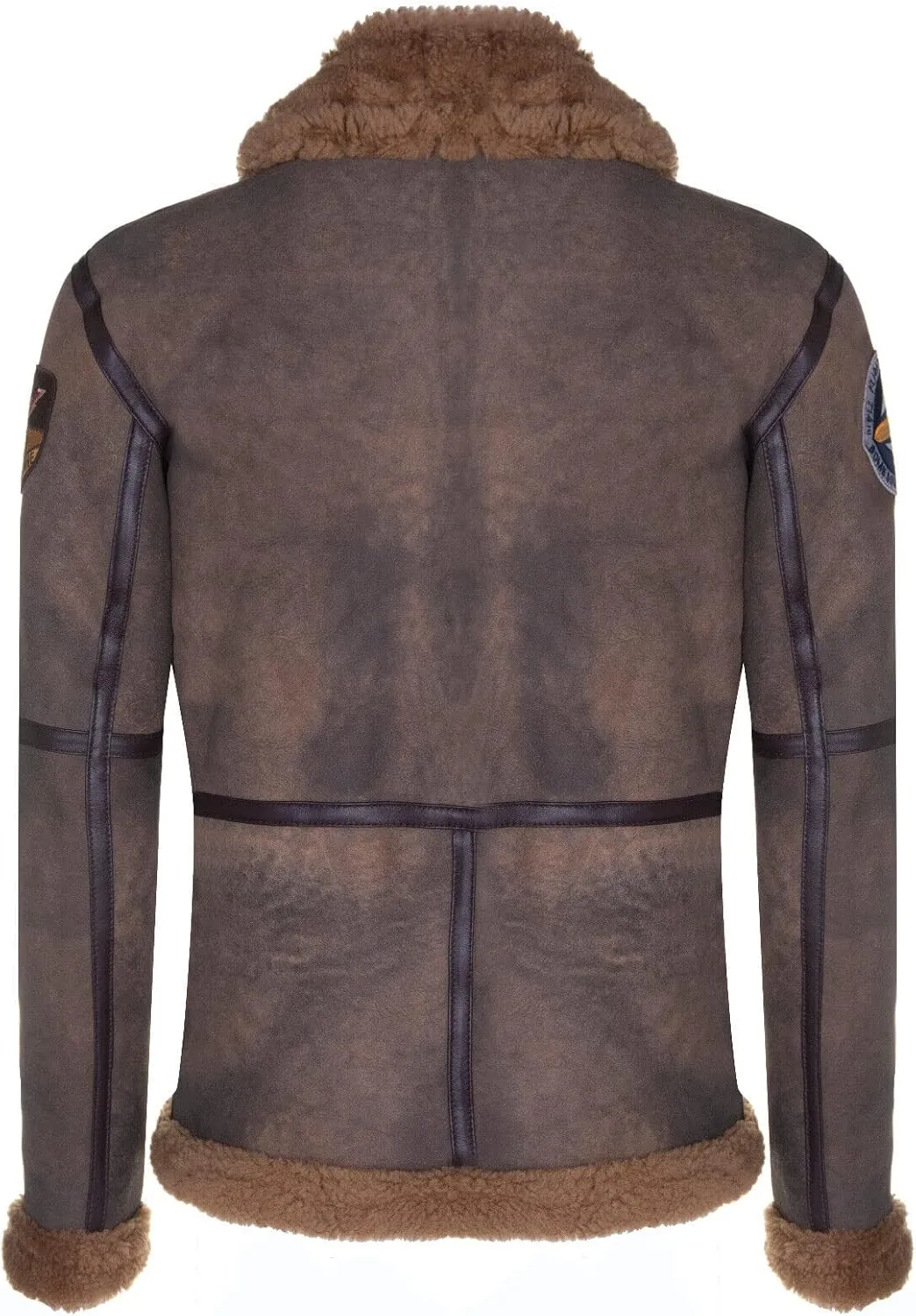 Men's Brown B3 Shearling Sheepskin WW2 Bomber Leather Aviator Jacket