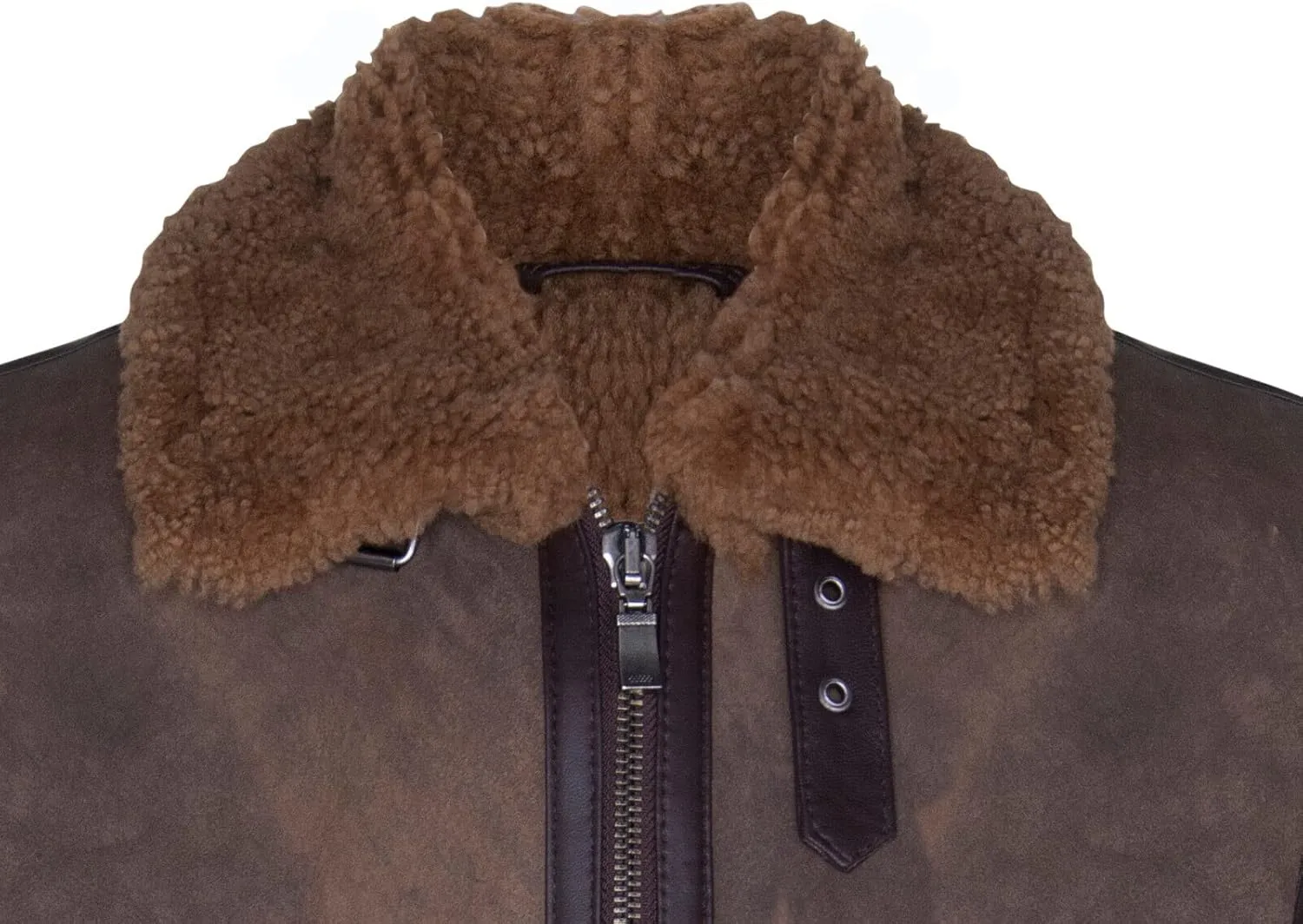 Men's Brown B3 Shearling Sheepskin WW2 Bomber Leather Aviator Jacket