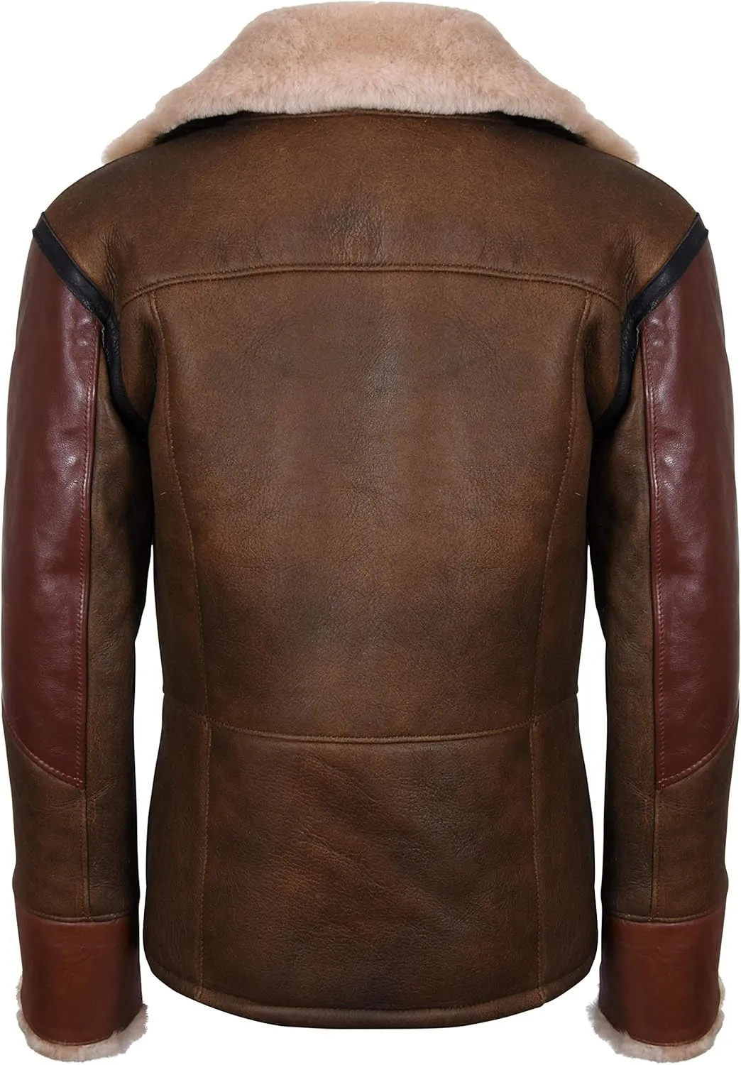Mens Brown Crossover B3 Sheepskin Aviator Flying Leather Biker Jacket