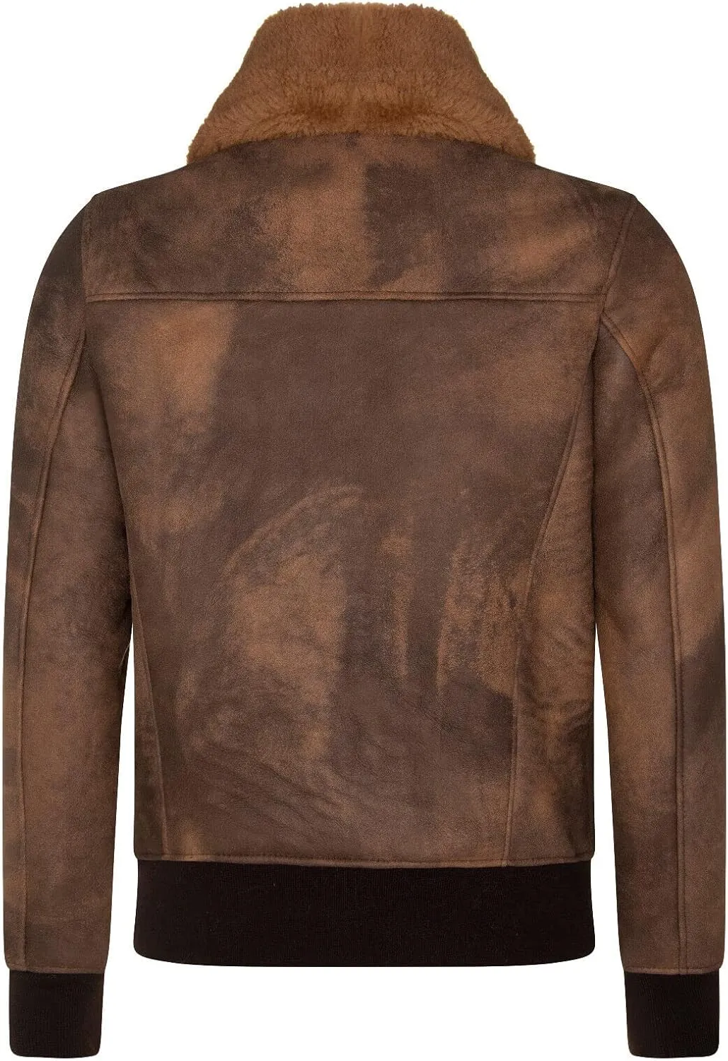 Men's Brown Genuine Sheepskin Shearling Leather B3 Bomber Aviator Jacket