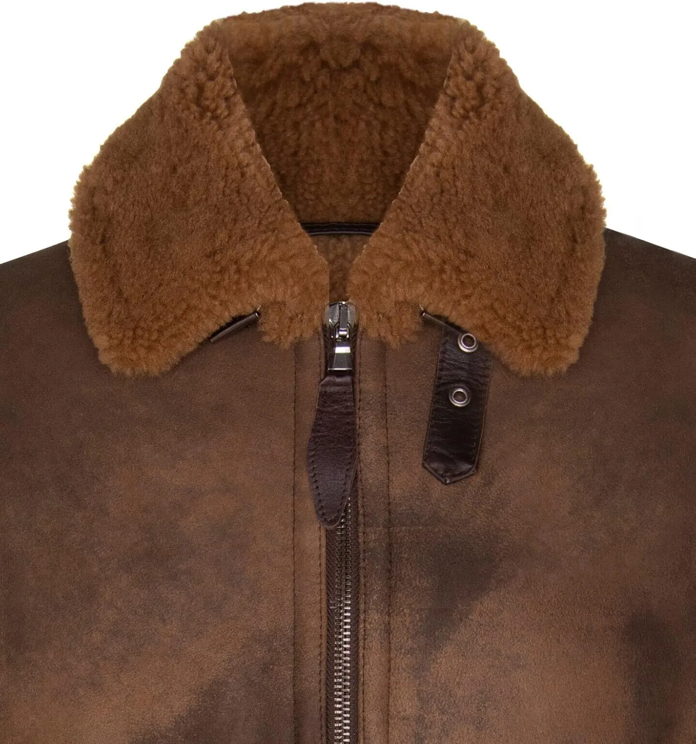 Men's Brown Genuine Sheepskin Shearling Leather B3 Bomber Aviator Jacket