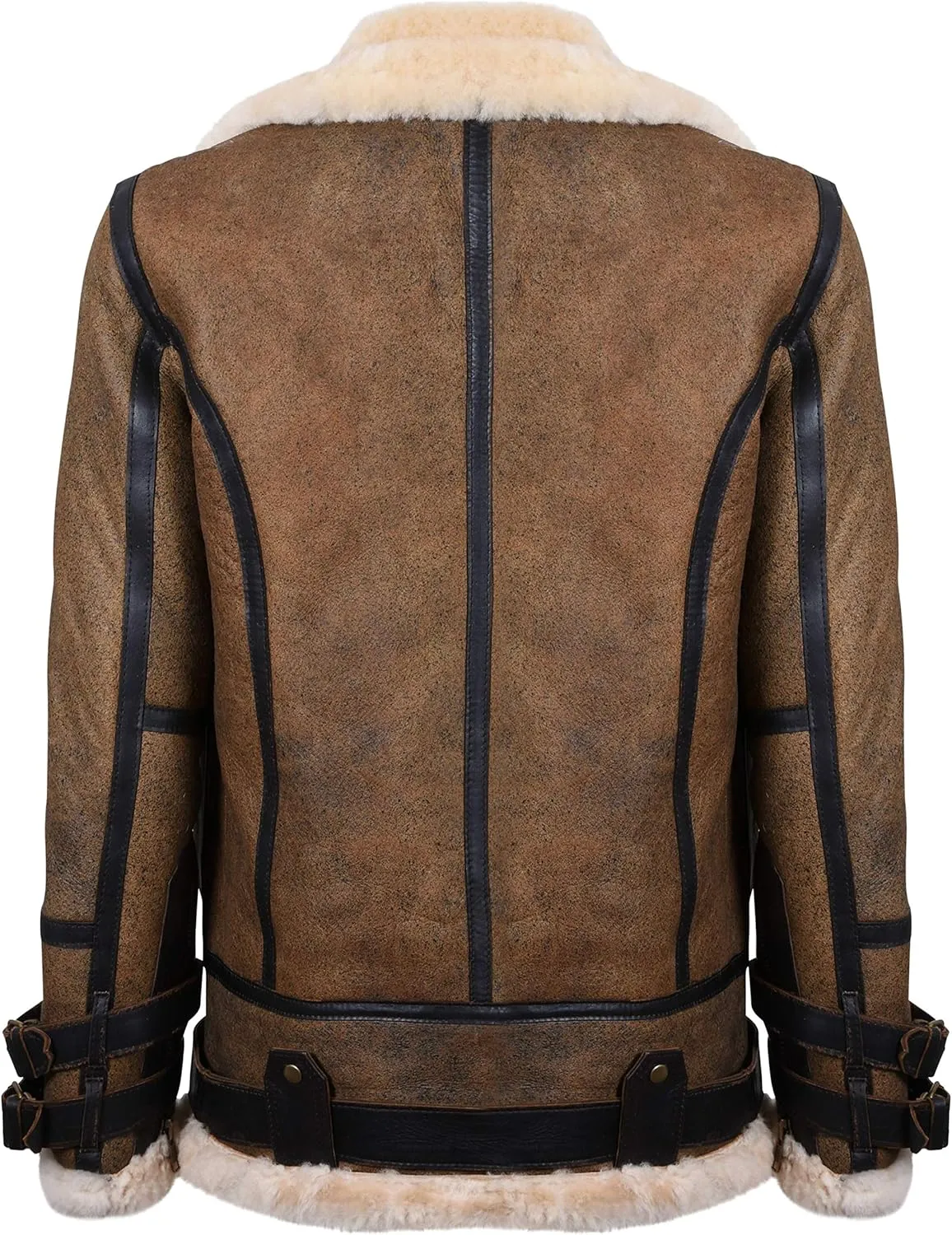 Mens Brown Vintage Pilot B3 Sheepskin Flying Leather Jacket