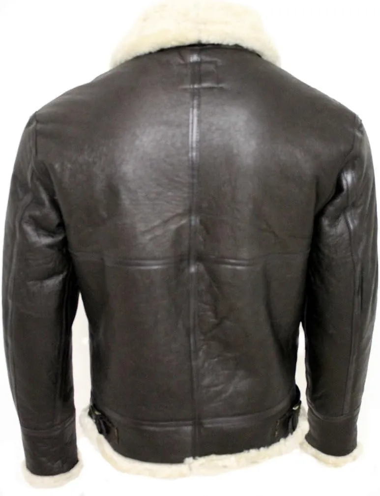 Men's Premium Cream Shearling B3 Bomber: Authentic World War 2 Sheepskin Aviator Jacket