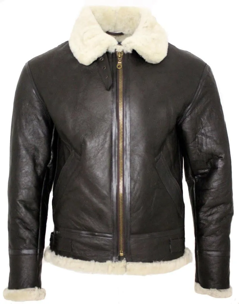 Men's Premium Cream Shearling B3 Bomber: Authentic World War 2 Sheepskin Aviator Jacket