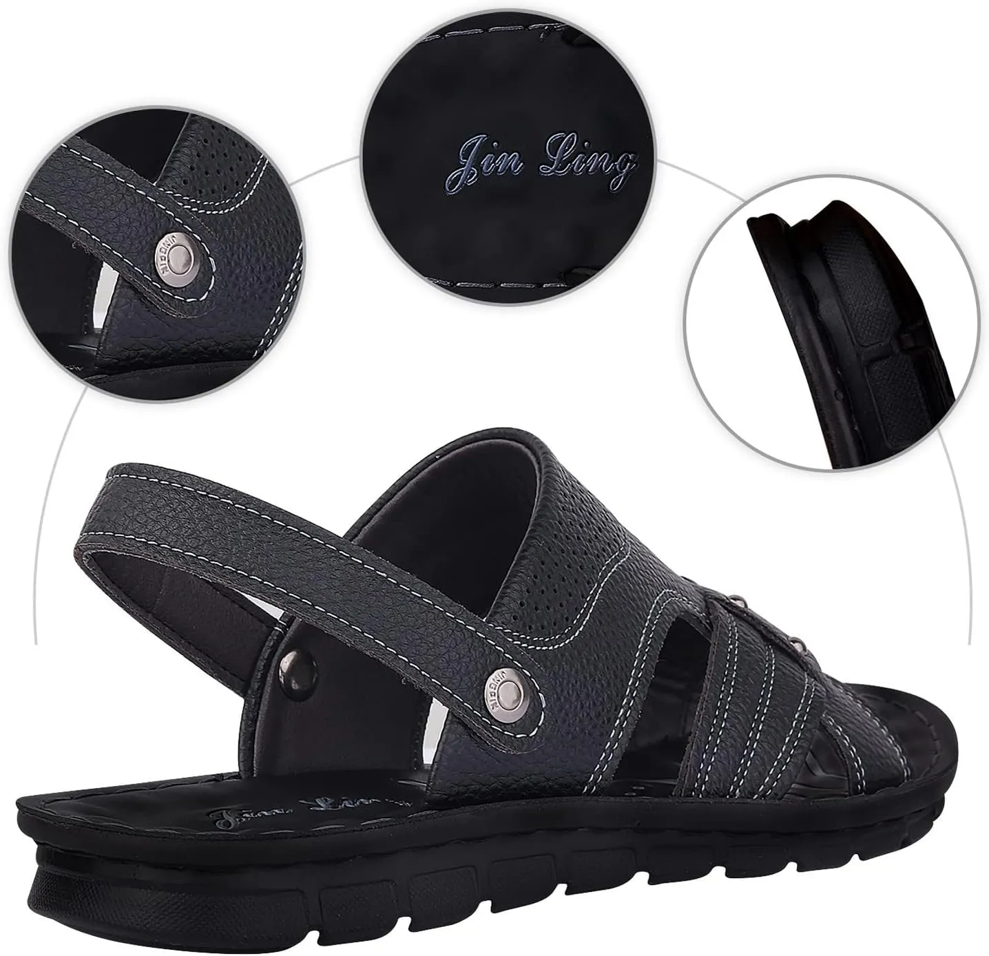 Men's Sandals 2024 Men Summer Two Wear Buckle Strap Casual Open Toe Flat Soft Bottom Breathable Shoes Sandals