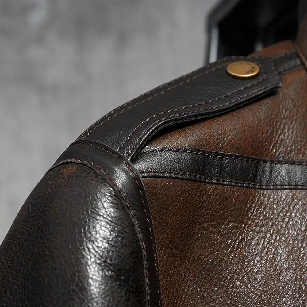 Men's Shearling Leather Jacket Light Brown B3 Jacket Men's Fur Coat Aviation Original Flying Jacket