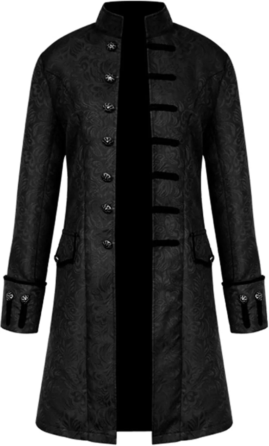 Mens Vintage Steampunk Jacket, Embroidered Victorian Tailcoat Medieval Gothic Vampire Cosplay Halloween Costume