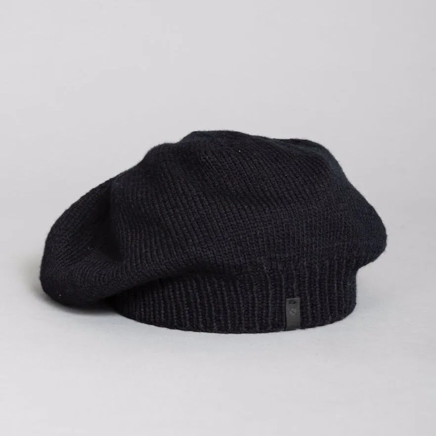 Merino Handknit Beret in Black