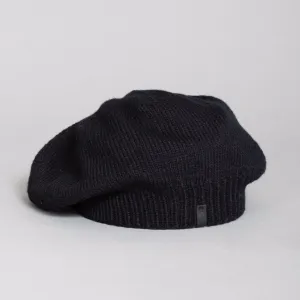 Merino Handknit Beret in Black