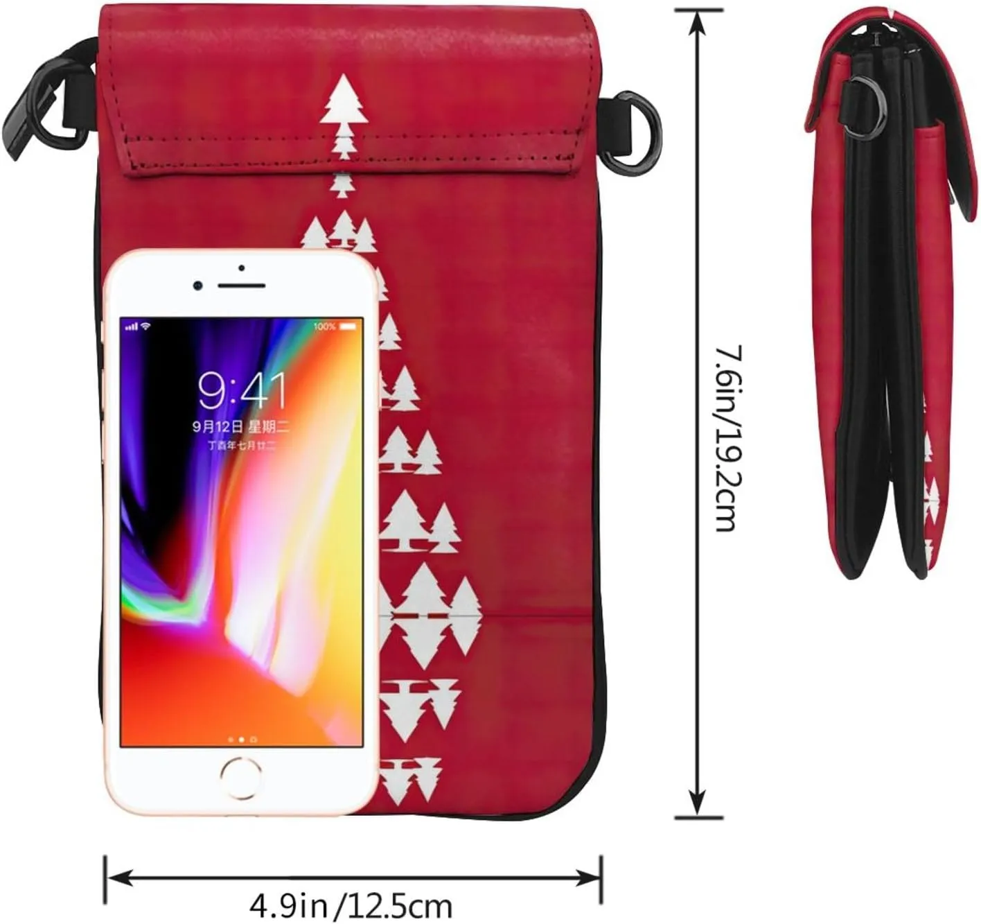 Merry Christmas Birch Tree Lightweight Small Crossbody Bags Cell Phone Purses Travel Pouch Shoulder Bag For Women