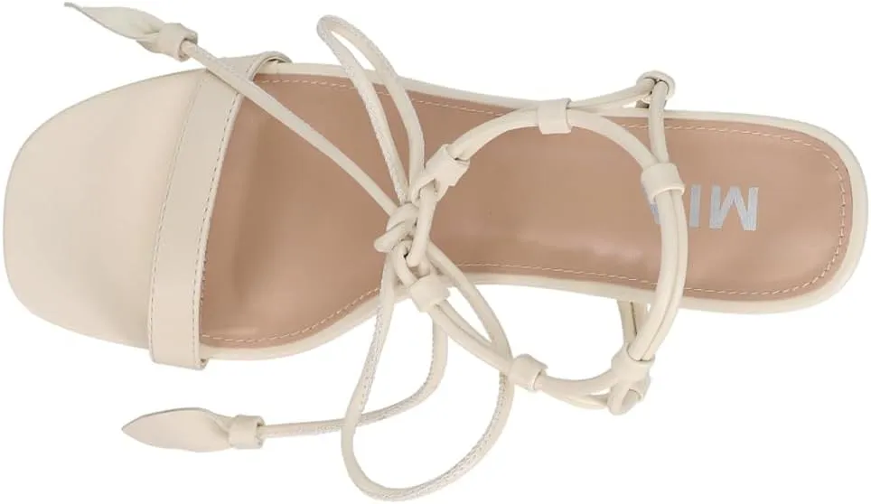 MIA Womens Muna Strappy Block Dress Sandals High Heel 3" & Up - Off White