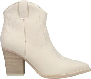 MIA Womens Sawyer Embroidered Pointed Toe Casual Boots Ankle Mid Heel 2-3" - Grey