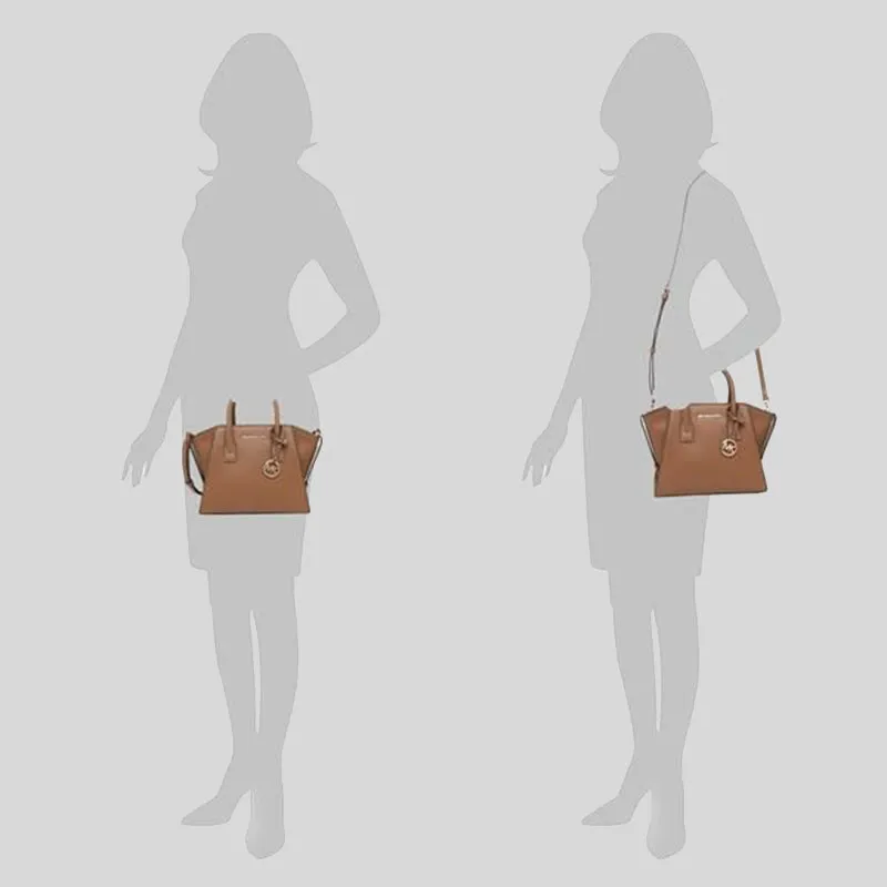 MICHAEL KORS Avril Small Leather Top Zip Satchel Handbag With Detachable Crossbody Strap