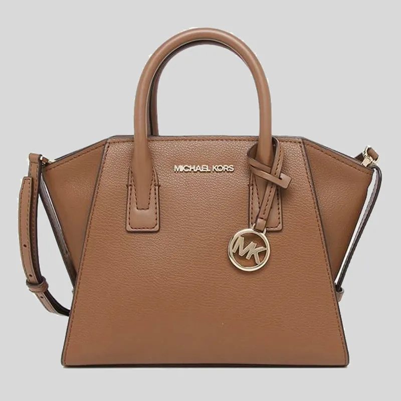 MICHAEL KORS Avril Small Leather Top Zip Satchel Handbag With Detachable Crossbody Strap