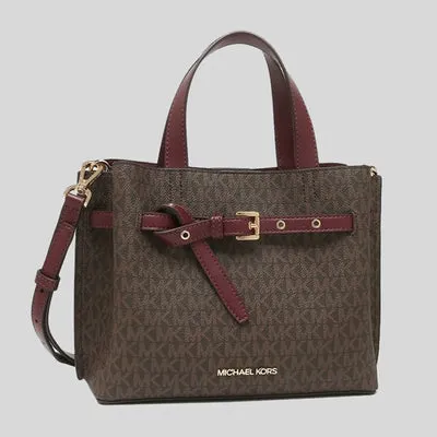 MICHAEL KORS Emilia Small Logo Satchel Bag with Detachable Strap for Crossbody Wear