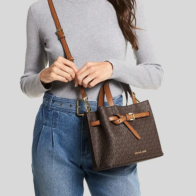 MICHAEL KORS Emilia Small Logo Satchel Bag with Detachable Strap for Crossbody Wear