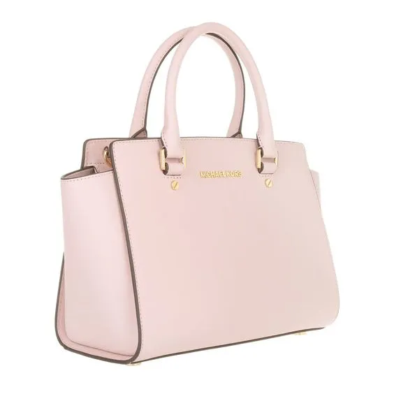 MICHAEL KORS GIBSON LEATHER SATCHEL CROSSBODY IN SOFT PINK