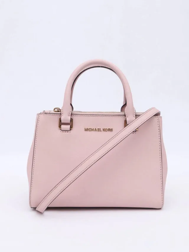 MICHAEL KORS GIBSON LEATHER SATCHEL CROSSBODY IN SOFT PINK