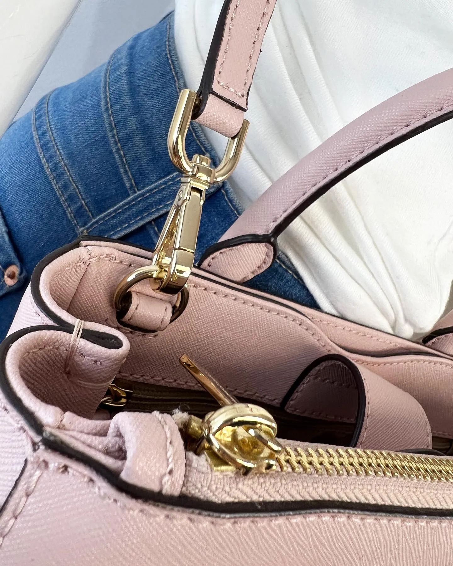 MICHAEL KORS GIBSON LEATHER SATCHEL CROSSBODY IN SOFT PINK