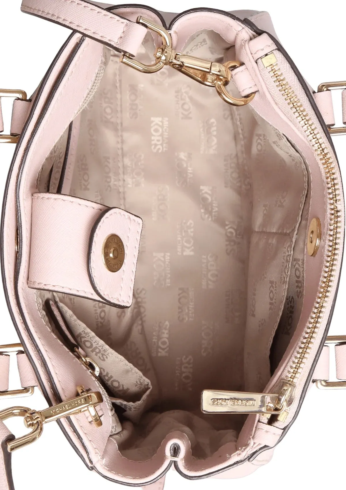 MICHAEL KORS GIBSON LEATHER SATCHEL CROSSBODY IN SOFT PINK