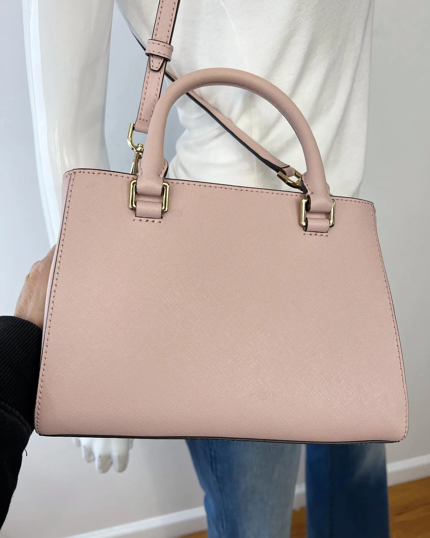 MICHAEL KORS GIBSON LEATHER SATCHEL CROSSBODY IN SOFT PINK