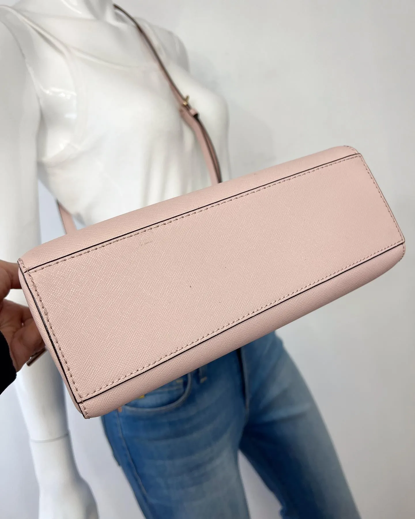 MICHAEL KORS GIBSON LEATHER SATCHEL CROSSBODY IN SOFT PINK