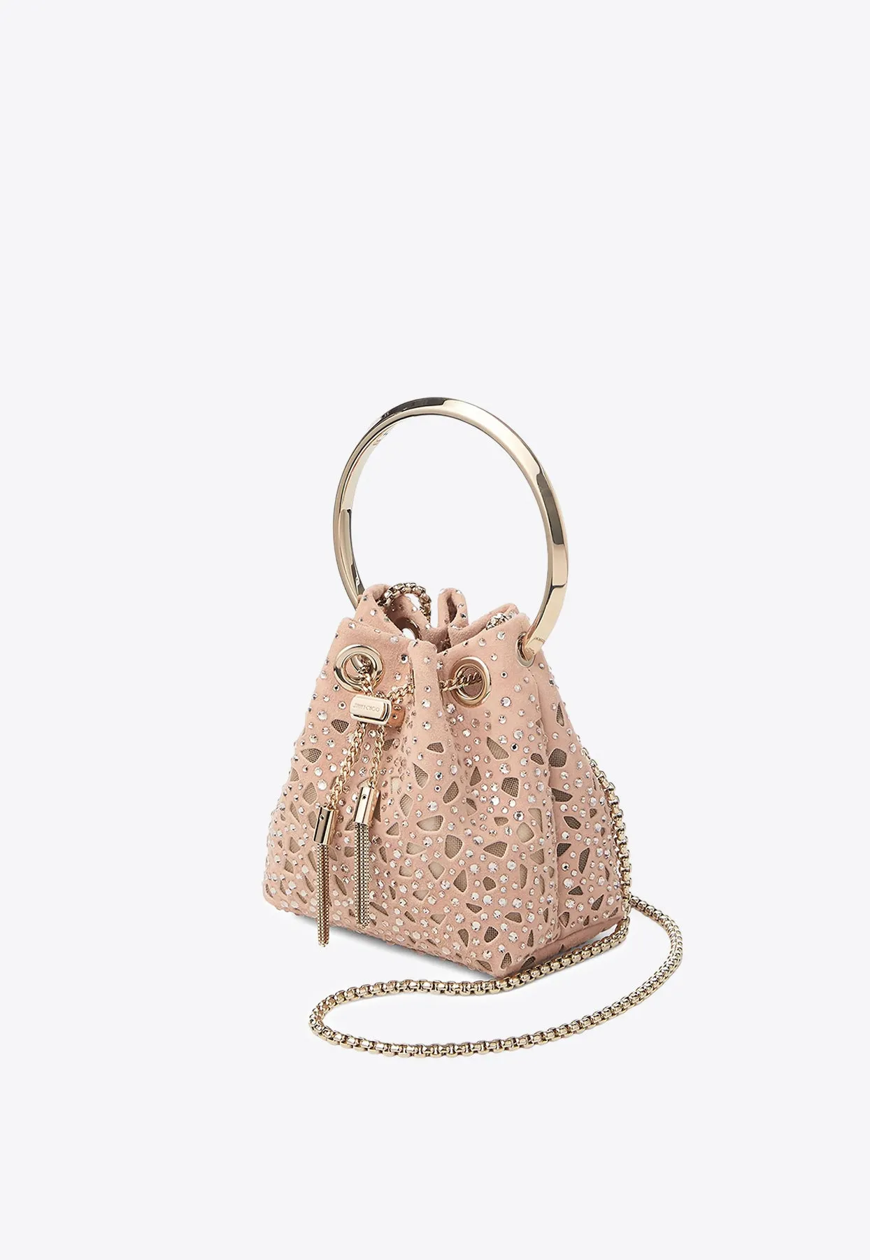 Micro Bon Bon Crystal Suede Bucket Bag
