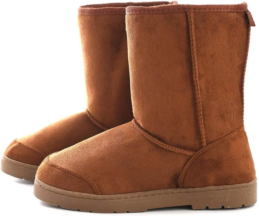 Millffy Men's High Mocassin Flat Boot Moccasins Fringed Booties Winter Flats Suede Long Snow Boots house shoes